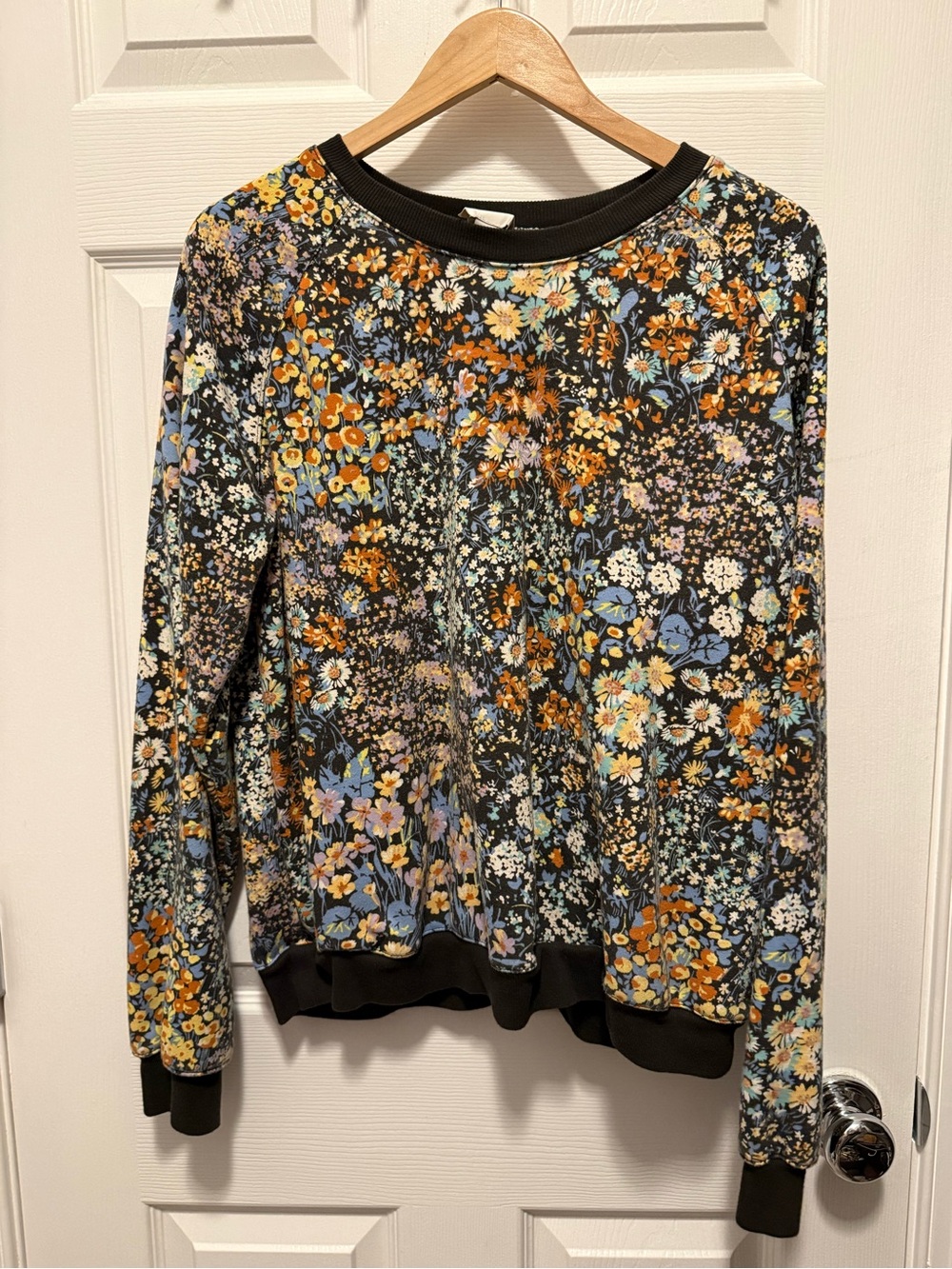 Maeve Black Floral Crewneck Sweatshirt - Multi